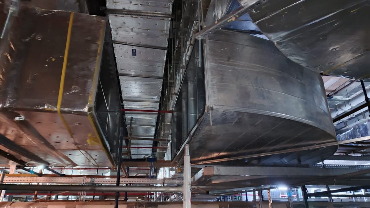HVAC ductwork installed overhead on a GIC project in Saudi Arabia