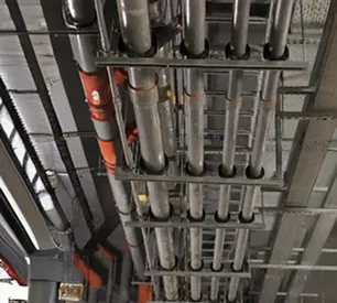 Vertical service risers and process piping